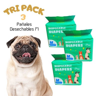 TRIPACK 03 PAÑALES DESECHABLES PARA MASCOTAS MACHO M