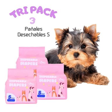TRIPACK 03 PAÑALES DESECHABLES PARA MASCOTAS HEMBRA S
