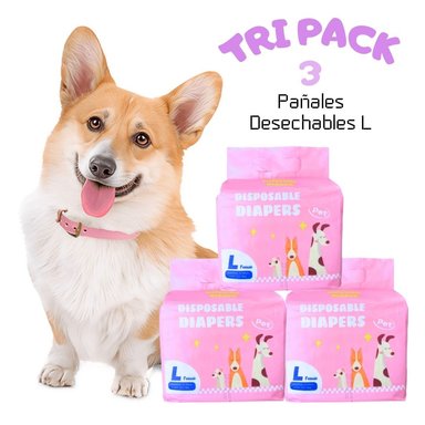 TRIPACK 03 PAÑALES DESECHABLES PARA MASCOTAS HEMBRA L