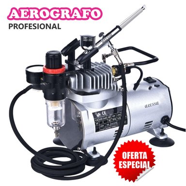 KIT AEROGRAFO PROFESIONAL MULTIUSO ALTA POTENCIA 57 PSI