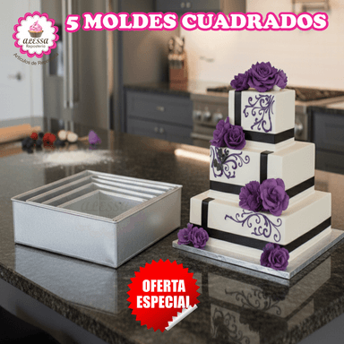 SET DE 5 MOLDES CUADRADOS PARA REPOSTERIA COCINA