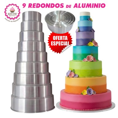SET PREMIUM DE 9 MOLDES REDONDOS DE ALUMINIO PARA REPOSTERIA