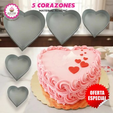 SET DE 5 MOLDES DE CORAZON PARA REPOSTERIA