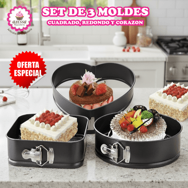 SET DE 3 MOLDES DESMONTABLES ANTIADHERENTES PARA REPOSTERIA