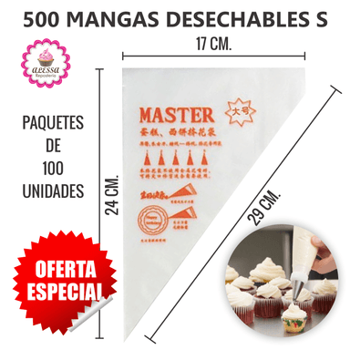 500 MANGAS DESECHABLES PASTELERAS PARA REPOSTERIA TAMAÑO S