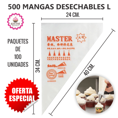 500 MANGAS DESECHABLES PASTELERAS PARA REPOSTERIA TAMAÑO L