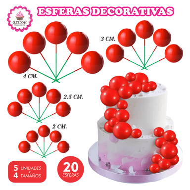 ESFERAS DECORATIVAS PARA TORTAS REPOSTERIA - 20 UNIDADES