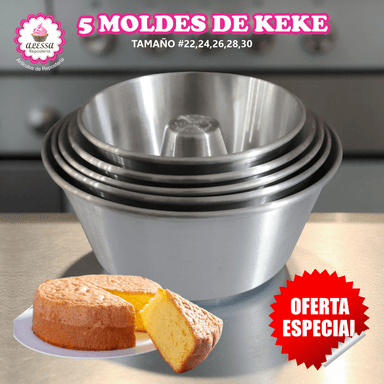 SET DE 5 MOLDES DE KEKE CON TUBO DEL 22 AL 30 PARA REPOSTERIA