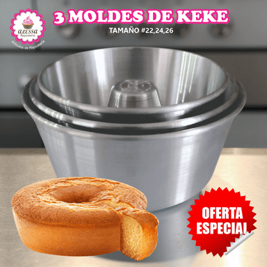 SET DE 3 MOLDES DE KEKE CON TUBO DEL 22 AL 26 PARA REPOSTERIA