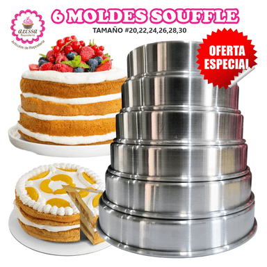 SET DE 6 MOLDES DE SOUFFLE PARA REPOSTERIA DEL 20 AL 30