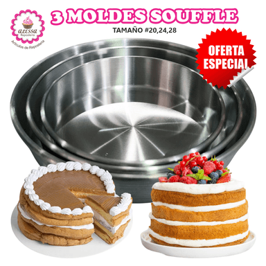 SET DE 3 MOLDES DE SOUFFLE PARA REPOSTERIA N°20, 24 Y 28