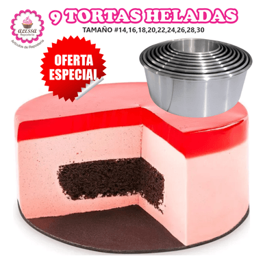 SET DE 9 MOLDES DE TORTA HELADA PARA REPOSTERIA DEL 14 AL 30