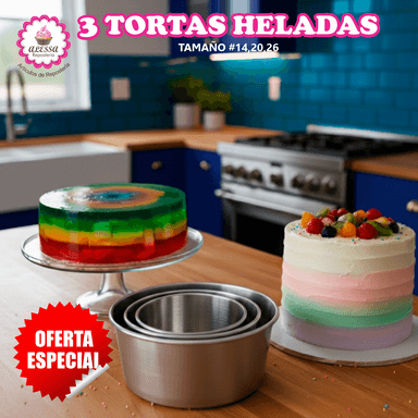 SET DE 3 MOLDES DE TORTA HELADA N°14, 20 Y 26 PARA REPOSTERIA