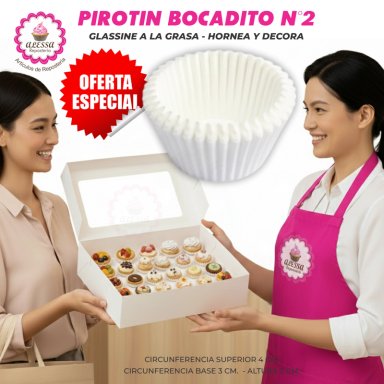 PIROTIN BOCADITO A LA GRASA HORNEABLE BLANCO N°2 - 1000 UNIDADES