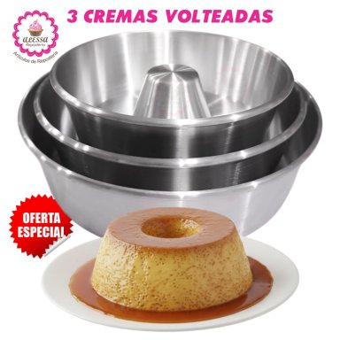 SET PREMIUM DE 3 MOLDES DE CREMA VOLTEADA 22, 25 Y 28 PARA REPOSTERIA