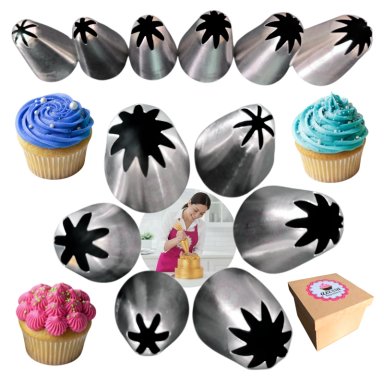 SET PREMIUM DE 6 BOQUILLAS ESTRELLA CERRADAS PROFESIONALES PARA REPOSTERIA