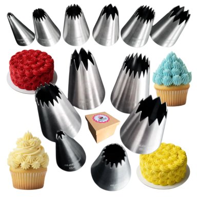 SET PREMIUM DE 6 BOQUILLAS ESTRELLA ABIERTAS PROFESIONALES PARA REPOSTERIA