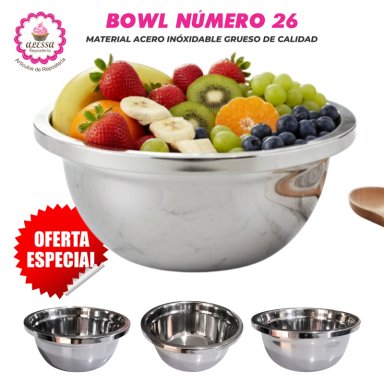 BOWL PREMIUM NUMERO 26 DE ACERO INOXIDABLE GRUESO
