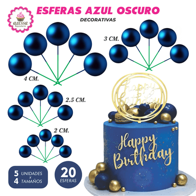 ESFERAS DECORATIVAS AZUL OSCURO PARA REPOSTERIA 40 UNIDADES