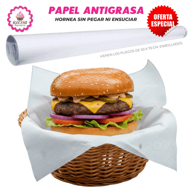 200 PLIEGOS DE PAPEL ANTIGRASA 50 X 70 CM. PARA REPOSTERÍA PANADERÍA