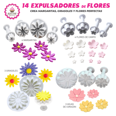 SET PREMIUM DE 14 EXPULSADORES DE FLORES PARA REPOSTERIA