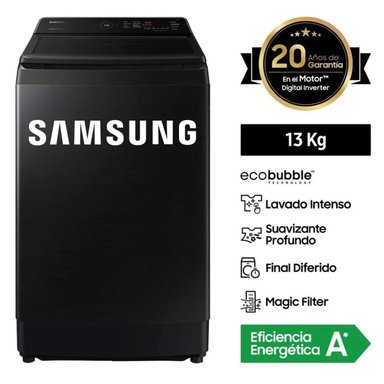 LAVADORA SAMSUNG 13 KG ECO INVERTER WA13CG5441BVPE NEGRO - 1