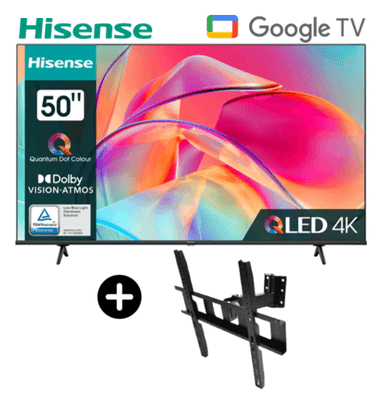 TV HISENSE QLED 50 UHD 4K 50Q6N GOOGLE TV 2024 + RACK DE 1 BRAZO