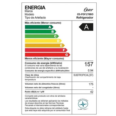 REFRIGERADOR OSTER OS-PDF178BD 175L NEGRO - 5