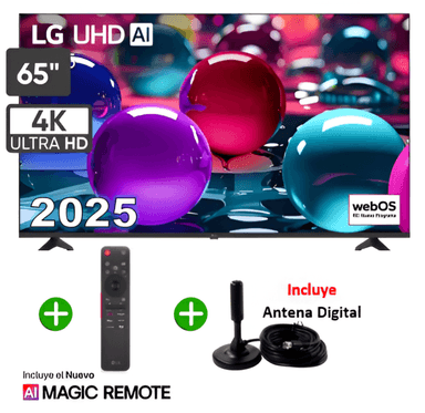 TELEVISOR SMART TV LG LED UHD 65' 4K THINQ AI 65UA7300PSB 2025 + ANTENA DIGITAL + MAGIC REMOTE