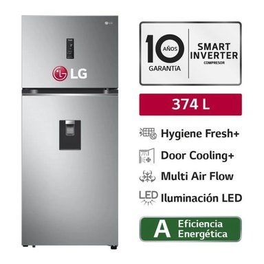 REFRIGERADORA LG 374L GT37SGP HYGIENE FRESH TOP MOUNT PLATEADA LG