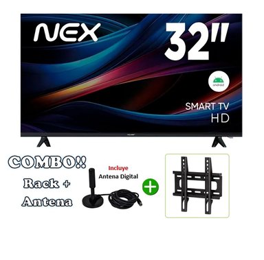 TELEVISOR NEX 32 LED HD SMART TV TVLED32S
+ ANTENA DIGITAL + RACK
