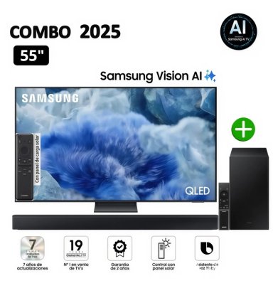 TELEVISOR SAMSUNG QLED 55 VISIÓN AI SMART TV QN55Q8F + SOUNDBAR HW-B450F