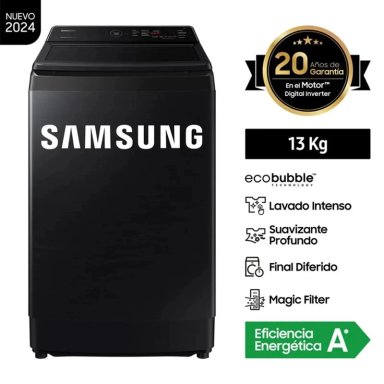 LAVADORA SAMSUNG 13 KG ECO INVERTER WA13CG5441BVPE NEGRO *+ SANDWICHERA - 9
