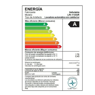 LAVADORA AUTOMÁTICA INDURAMA LRI-11DGR 11 KG GRIS OSCURO - 6