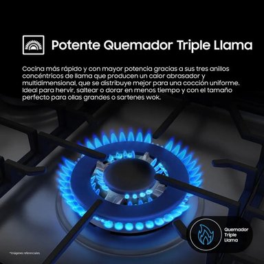 COCINA A GAS SAMSUNG NX52T7322PS GLP/GN 5 HORNILLAS MIRROR LOOK PLATA - 7
