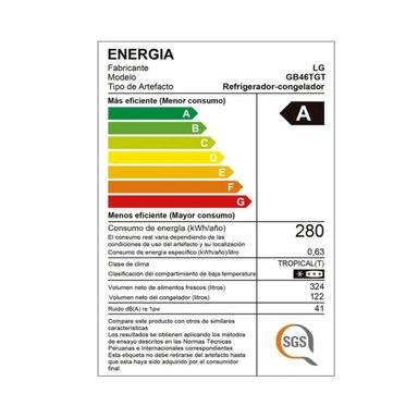 REFRIGERADORA GB46TGT 446L DOOR COOLING BOTTOM FREEZER NEGRO MATE LG - 8
