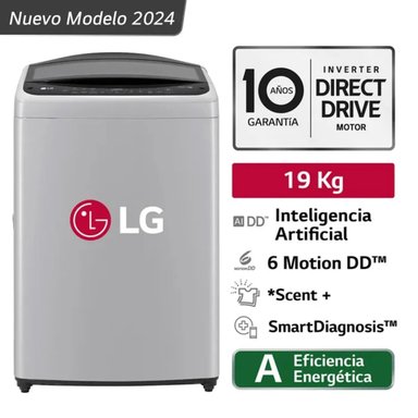 LAVADORA DE CARGA SUPERIOR 19 KG GRIS LG WT19DV6T - 1