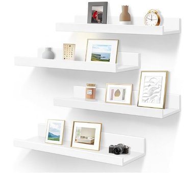 REPISA FLOTANTE CON BORDE DE MELAMINA BLANCO 40 CM