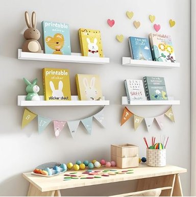 REPISA FLOTANTE CON BORDE DE MELAMINA BLANCO 60 CM