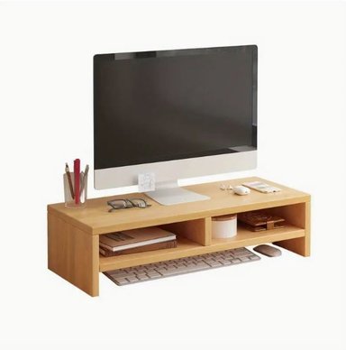 SOPORTE ELEVADOR DE MONITOR ERGONOMICO PARA ESCRITORIO CON DIVISIÓN NATURAL 50 CM