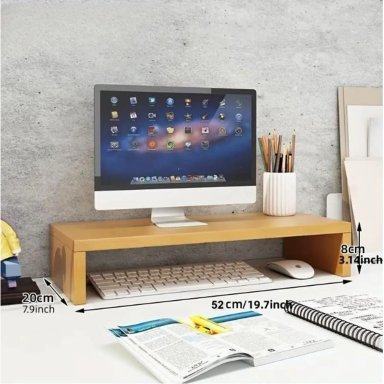 SOPORTE ELEVADOR DE MONITOR ERGONOMICO PARA ESCRITORIO NATURAL 52 CM