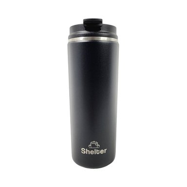SHELTER COFFEE MUG BLACK 470ML 16OZ DE ACERO INOXIDABLE