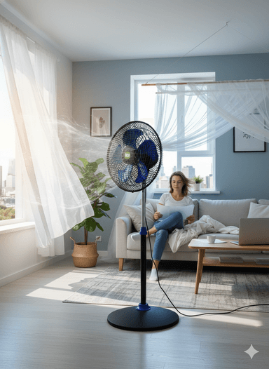 VENTILADOR BOSSKO 16' PEDESTAL DE 5 ASPAS BK-8314VC AZUL - 2