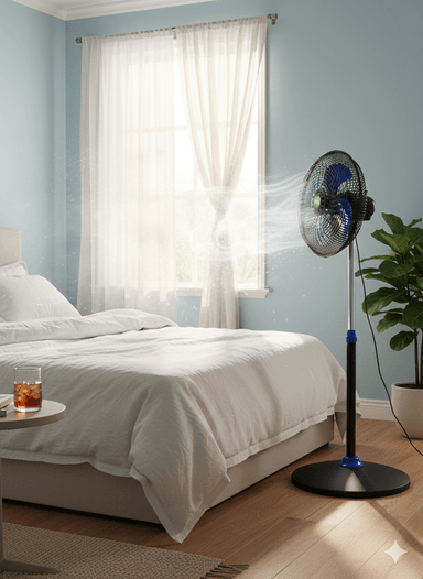 VENTILADOR BOSSKO 16' PEDESTAL DE 5 ASPAS BK-8314VC AZUL - 3