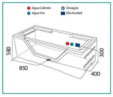 JACUZZI HIDROPLUS RECTANGULAR SELENE BLANCO MEDIDA 80 X 170 - 5