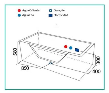 JACUZZI HIDROPLUS RECTANGULAR ARIANA BLANCO MEDIDA 80 X 170 - 6
