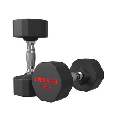 PAR MANCUERNAS PROIRON DODECAGONAL CAUCHO 12KG