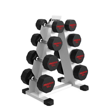SET MANCUERNAS PROIRON DODECAGONALES 70KG + RACK ACERO 4 NIVELES