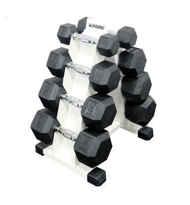 SET MANCUERNAS PROIRON HEXAGONALES 50KG + RACK ACERO 4 NIVELES