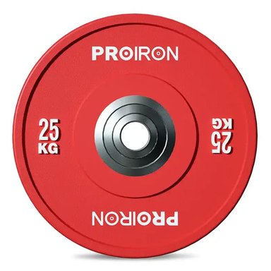 PAR DE DISCOS OLÍMPICOS CALIBRADOS DE CAUCHO 25KG ROJO - 1